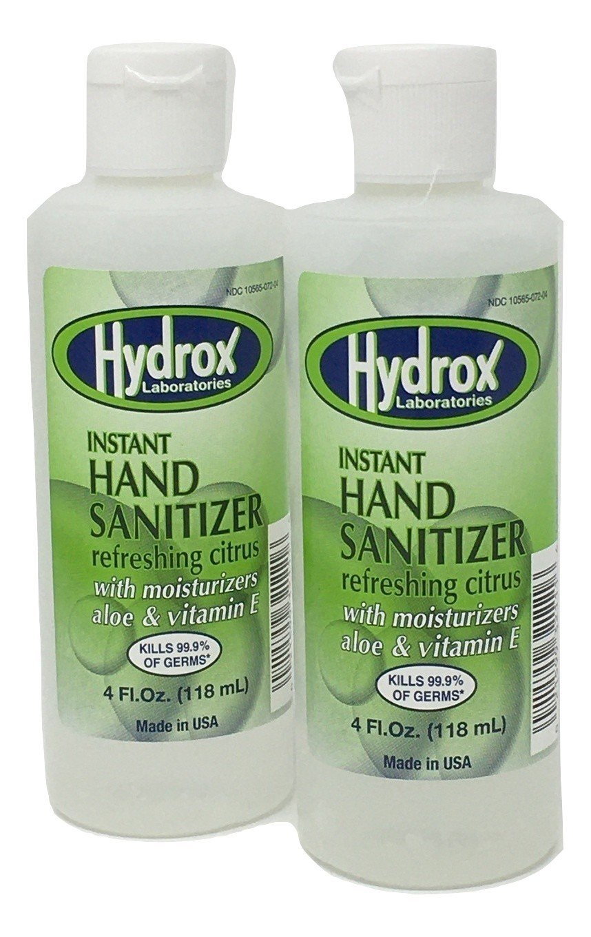 Instant Hand Sanitizer (2 Bottles) - Refreshing Citrus - 4 Ounce Gel